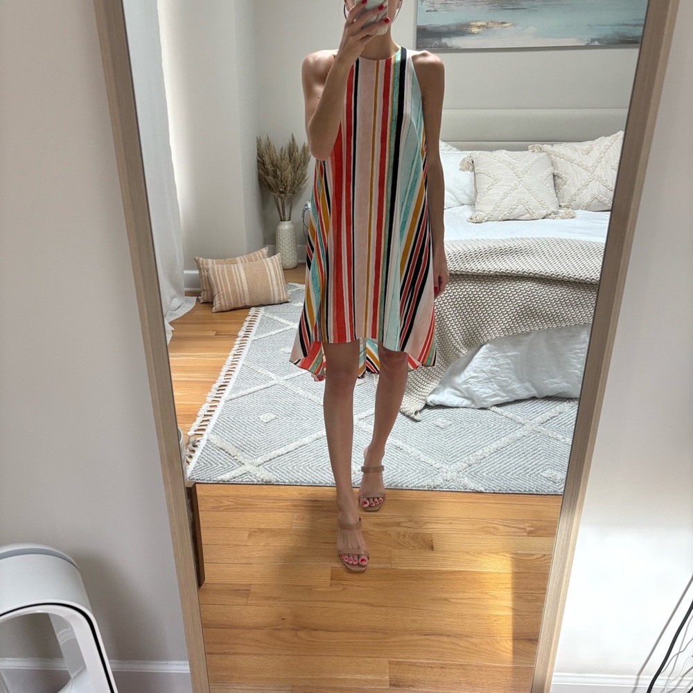 Massimo Multicolor Striped High-Low Dress